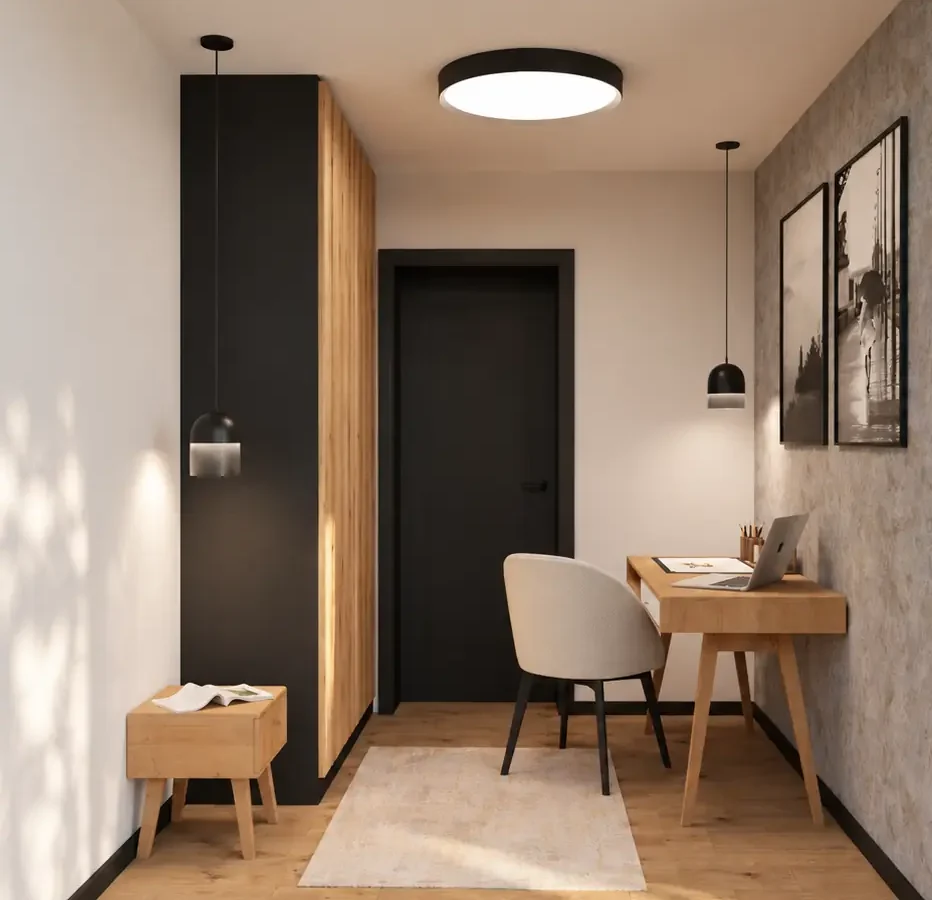Projekt Loft: pokój do pracy (wizualizacja)